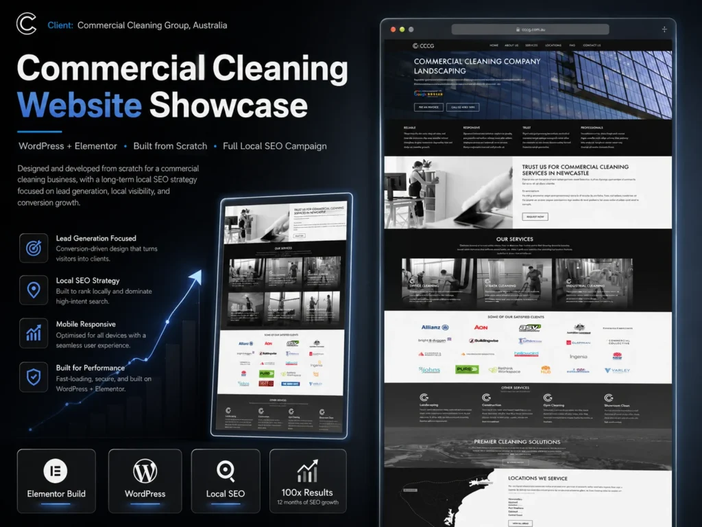 Commercial cleaning group in Australia project results and website showcase