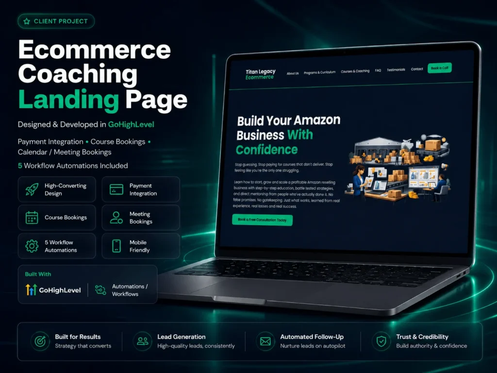 Online store with GoHighLevel automation project results and website showcase