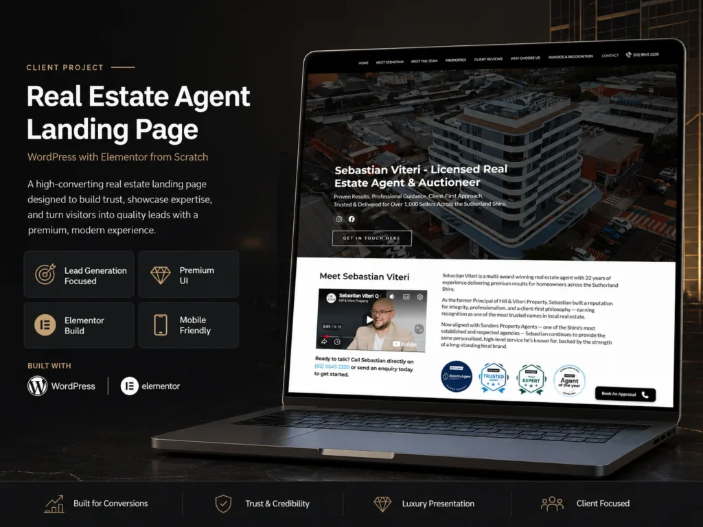 Real estate agent website project results and website showcase
