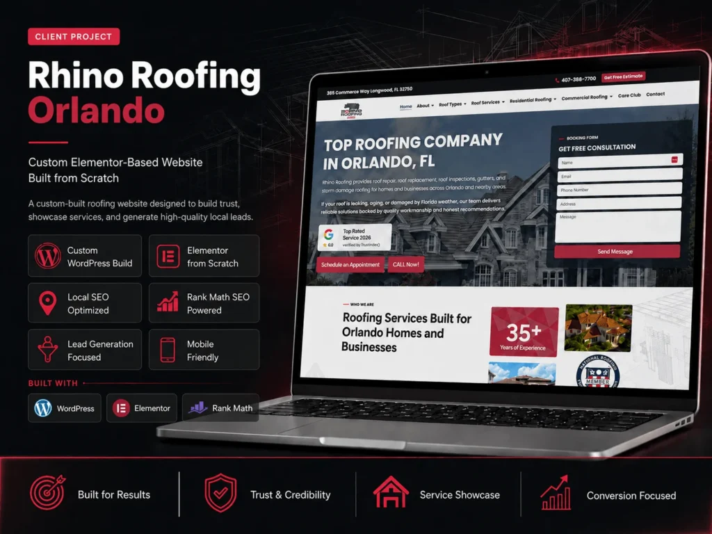 Roofing contractor in Orlando project results and website showcase